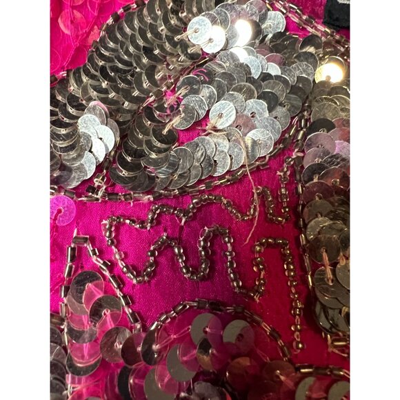 Vintage 80's Exotica Women's S Sequined Cocktail Formal Evening Disco Silk Top - Picture 5 of 10
